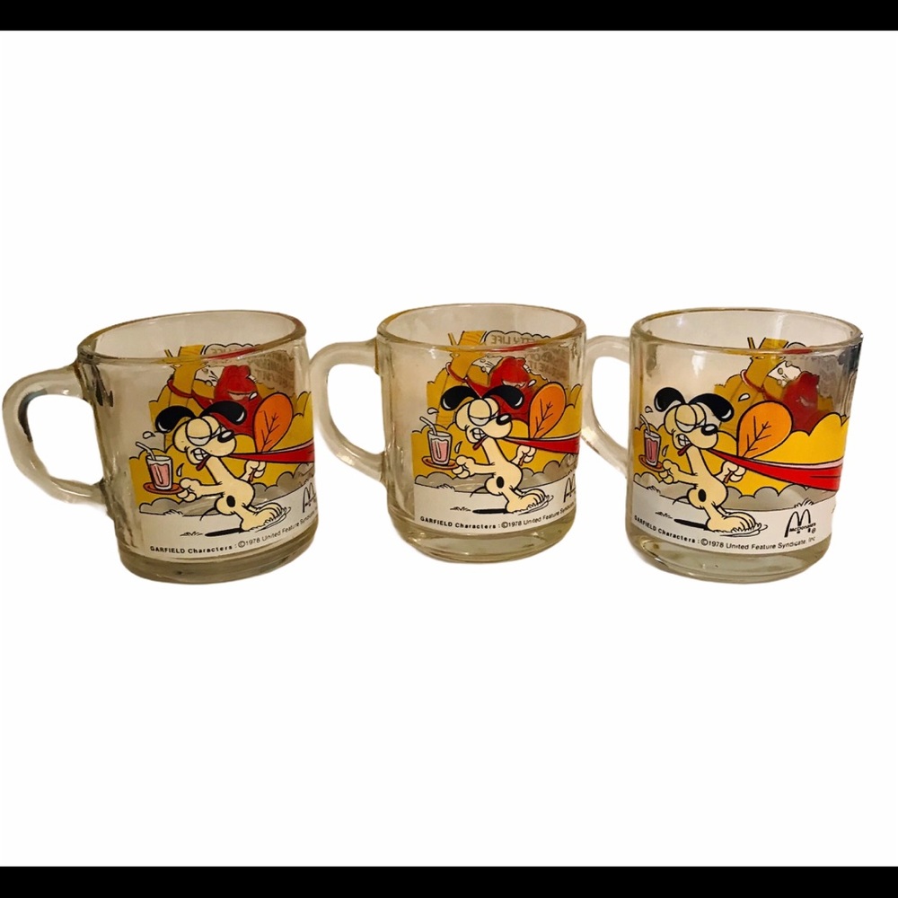 3 Garfield McDonald’s 1978 Cups Mugs